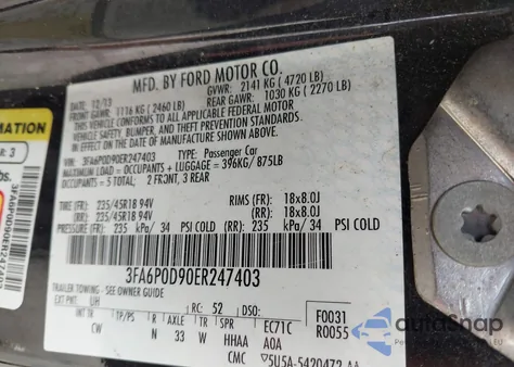 2014 Ford Fusion Titanium from USA, damaged, VIN 3FA6P0D90ER247403